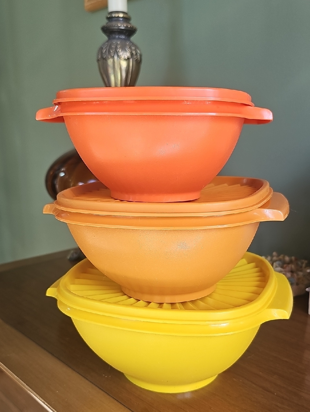 Tupperware Stackable Mixing Bowls Lids Vintage Containers Retro 70s 80s Kitchen